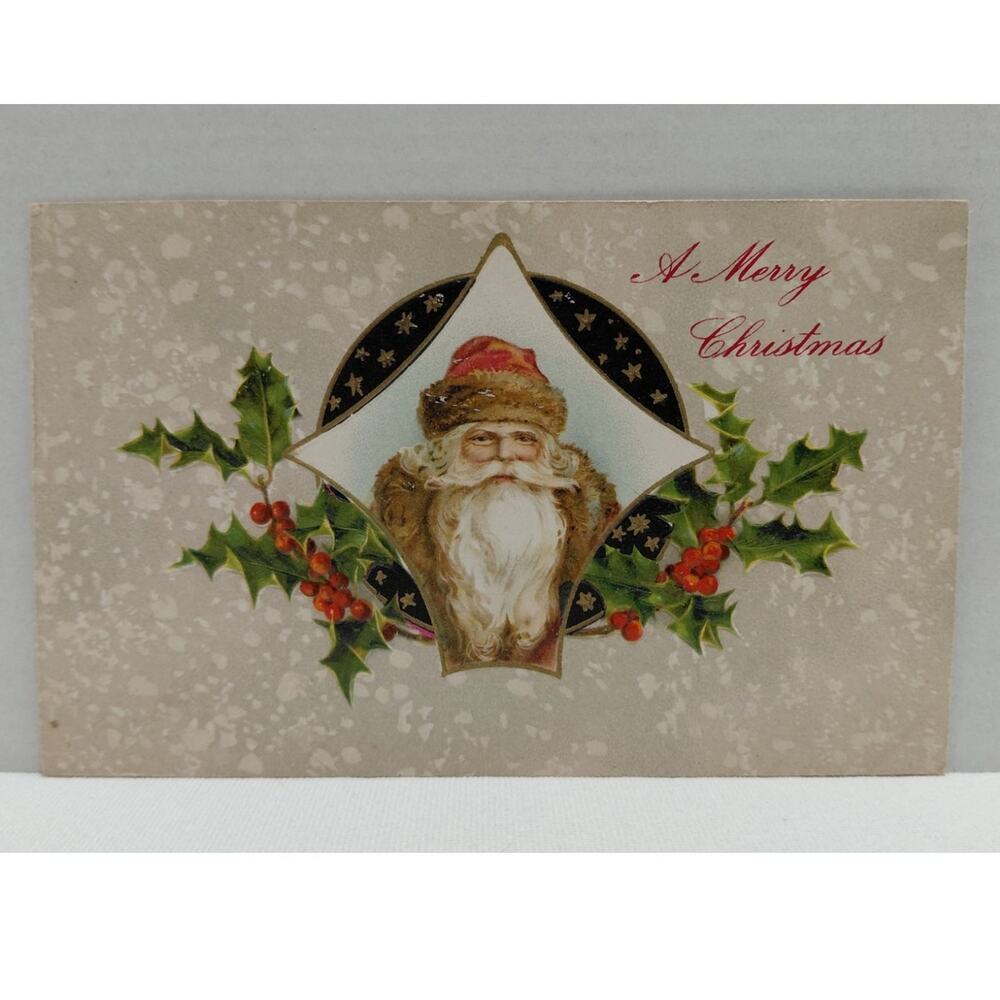 Antique Christmas Postcard Santa Claus Divided Posted Printed in Germany